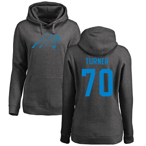 Carolina Panthers Ash Women Trai Turner One Color NFL Football 70 Pullover Hoodie Sweatshirts